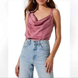 ASTR Satin Pink Bodysuit